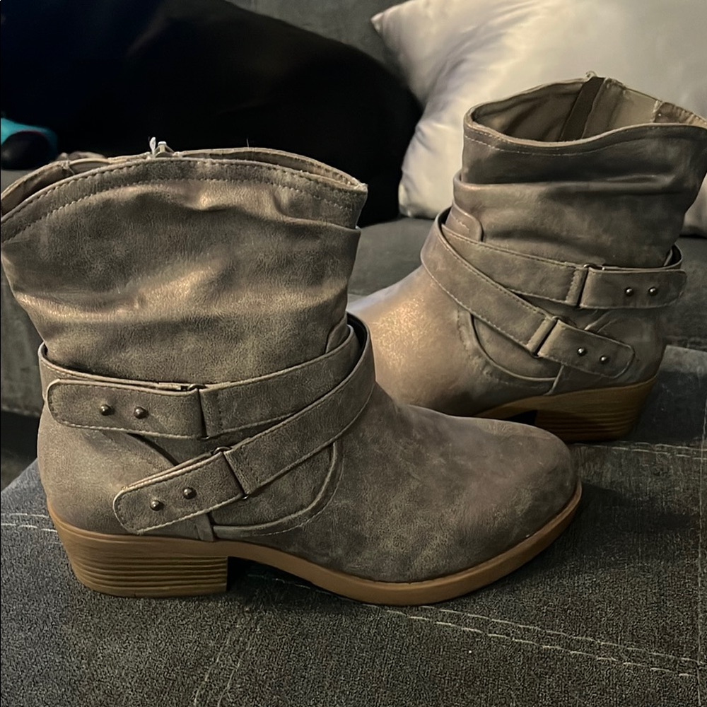 Torrid Metallic silver/tan boots. Womens size 10w